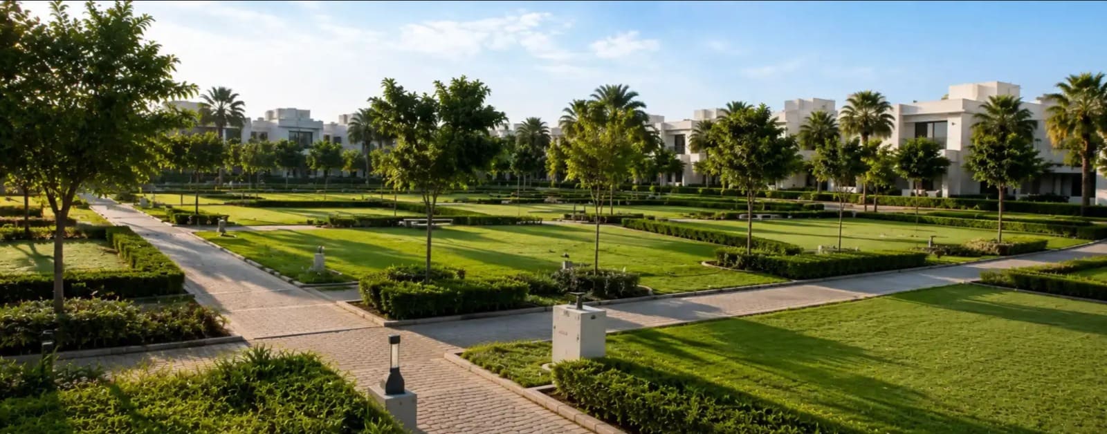 Master-planned plotted corridor with landscaped boulevards and township infrastructure